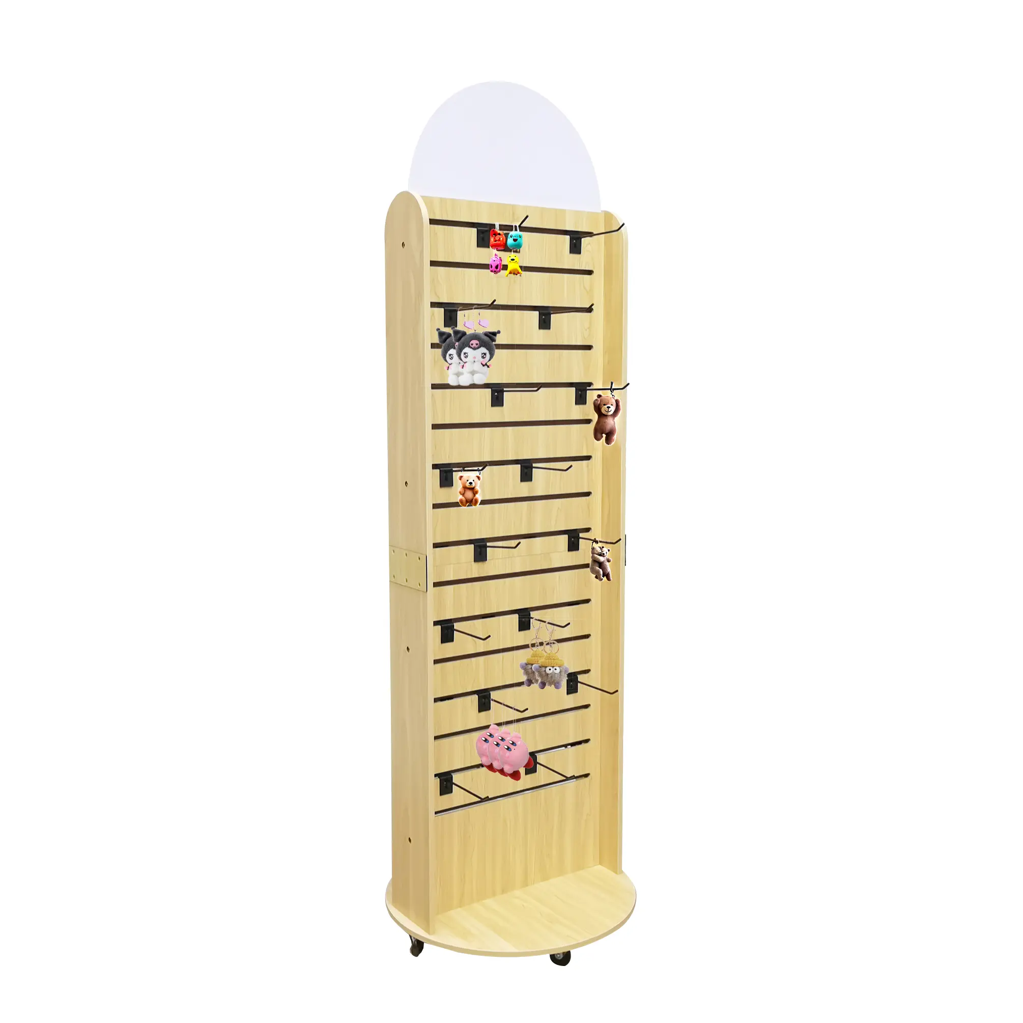 FixtureDisplays® Double Sided Slatwall Display 20.5X20.5X68" Wood Floor Standing Rack with 32 Hooks 10309 New-NF