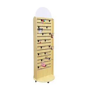 FixtureDisplays® Double Sided Slatwall Display 20.5X20.5X68" Wood Floor Standing Rack with 32 Hooks 10309 New-NF