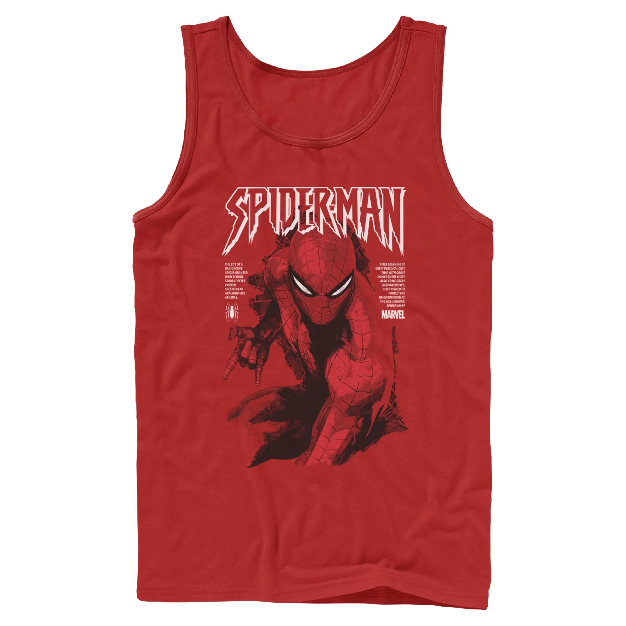 Men's Marvel Spider-Man Classic Bold Print High-Quality Cotton Sleeveless Tank Tee, All Season Casual Menswear Apparel