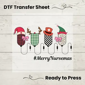 Merry Nursemas DTF, Dtf Transfer Sheet, Ready to Press, Custom Dtf, Diy Heat Transfer, Nurse Christmas Tee, Nurse Gift, Nurse Appreciation