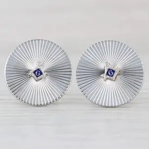 Masonic Cufflinks Sterling Silver Blue Lodge Square Compass Vintage Men's