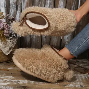 Women's Comfortable Fleece Plush  Mini Snow Boot Slippers Plush Ankle Length Winter Warm Indoor/Outdoor Shoes Winter Warm Mini Snow Boots