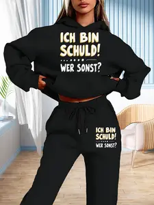 Ich Bin Schuld German Humor Spring Set, Casual Fitted Graphic Tee, Loose Fit, Comfortable Daily Wear