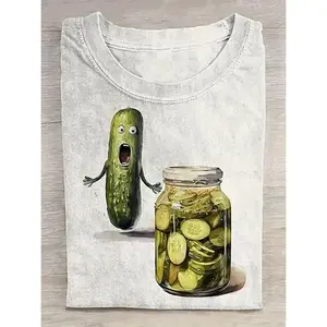 Funny Pickle And Jar Graphic Tee Unisex Top Vintage Streetwear Short Sleeve Crewneck Soft Cotton Casual Summer Outfit Gift