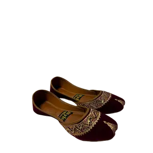 Sukhi Magenta Regal Khussa Velvet Embroidered Flats Pointed Toe Slip On Wedding Shoes for Women Summer Footwear