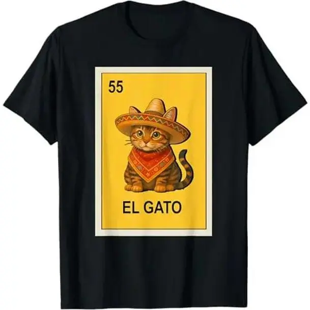 Mexican Lottery Themed Cat Parody T Shirt Design