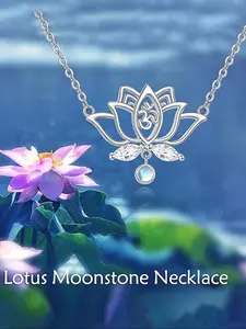 Women's S925 Silver Lotus Pendant Necklace, Elegant Jewelry Gift for Women, Perfect for Daily Wear & Special Occasions