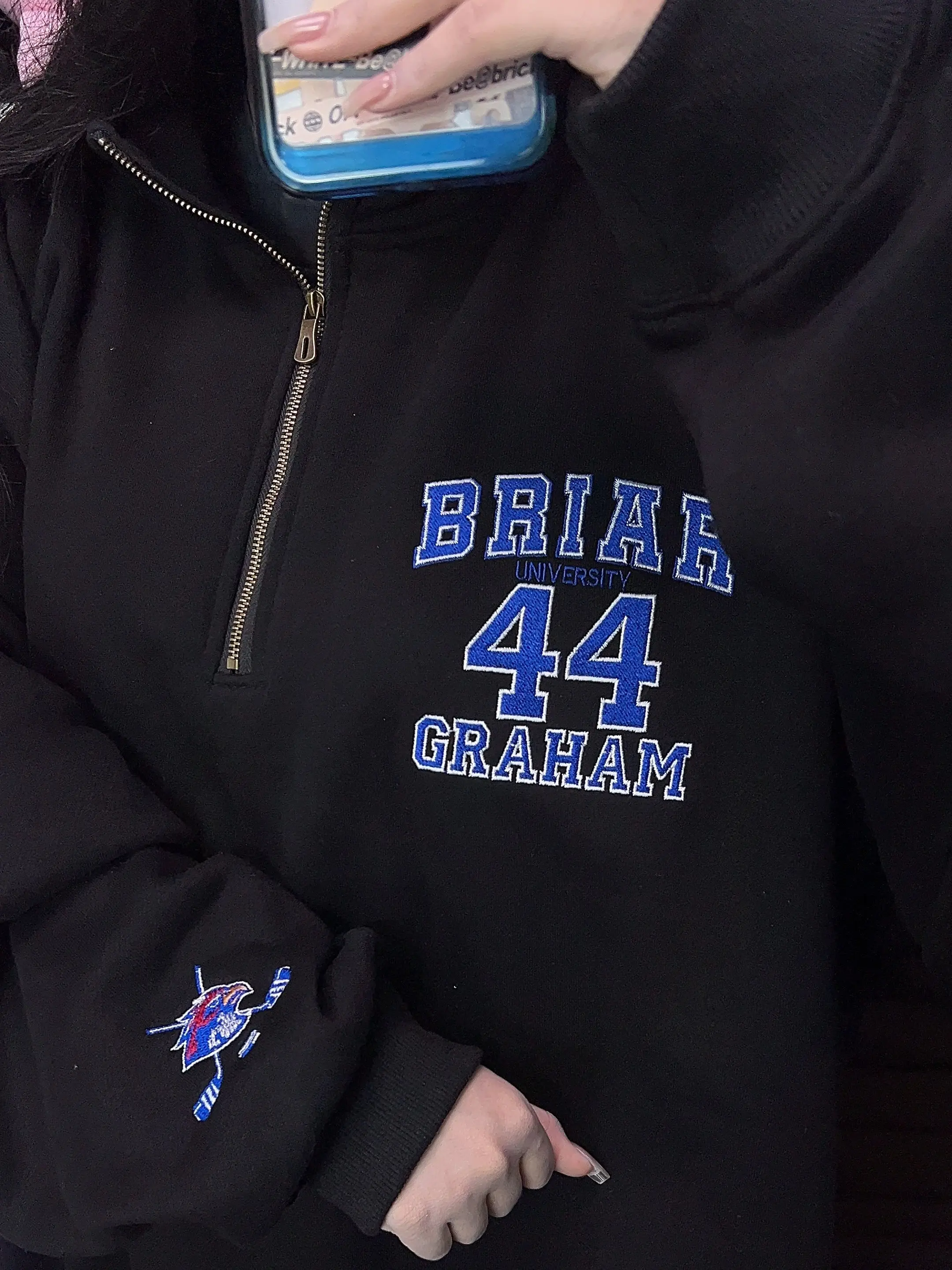 Briar University Embroidered Quarter Zip Sweatshirt, Briar U Quarter Zip, Off Campus Series Bookish, Hockey Romance Sweatshirt