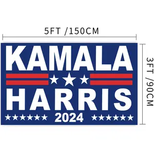 Kamala Harris 2024 Flag 5FT x 3FT Blue Campaign Banner for Elections
