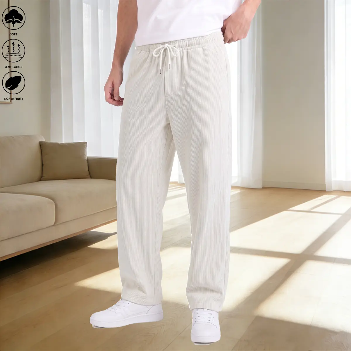 Men's Solid Color Ice Silk Athletic Pants - Lightweight, Breathable, Cooling Slim Taper Lounge Bottoms for Summer Home Wear, Menswear Essentials, Athletic Men's Pants