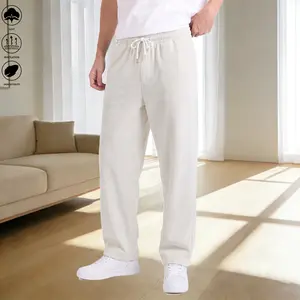 Men's Solid Color Ice Silk Pants, Lightweight Breathable Cooling Lounge Bottoms, Silky Soft Tapered Joggers for Summer, Home, Sleep, Yoga & Daily Streetwear