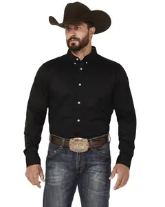 Cody James Men's Basic Twill Long Sleeve Button-Down Performance Western Shirt - Cjfa23w17-Blk