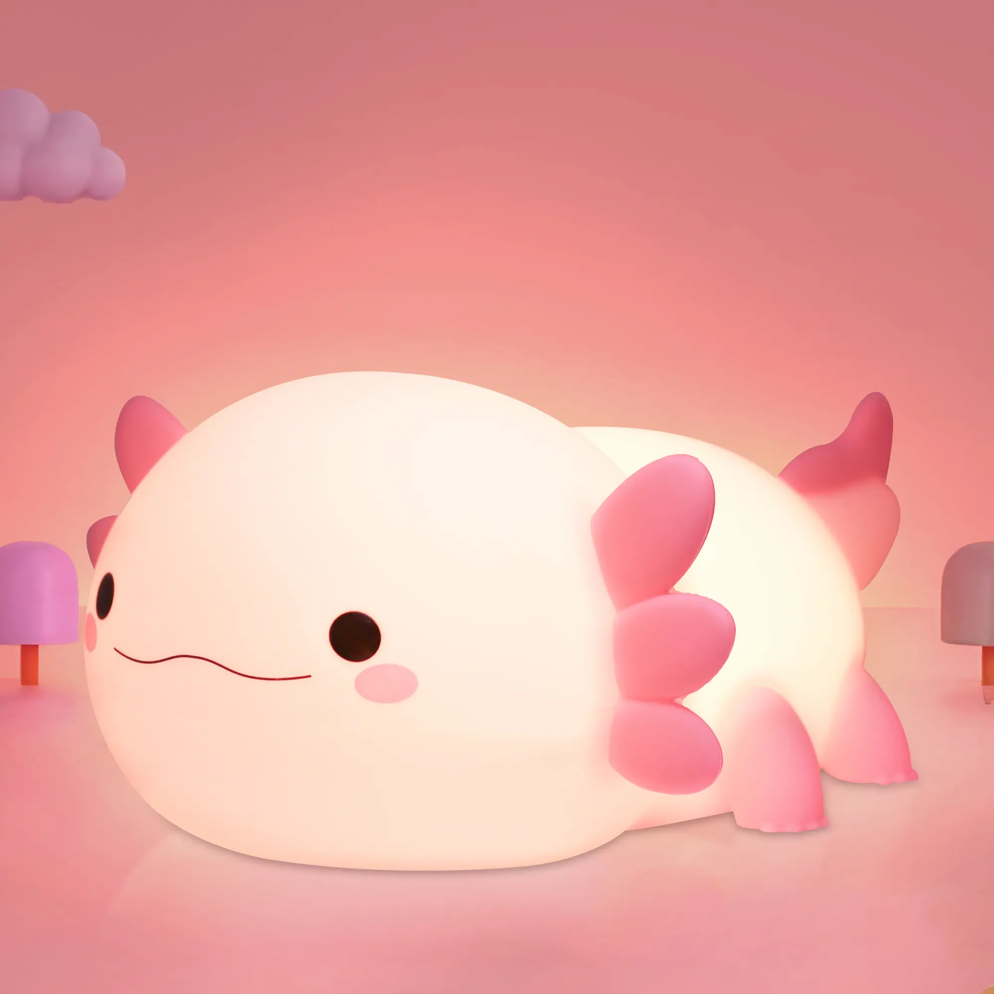Axolotl Gifts, Cute Axolotl Night Light for Kids, Animal Silicone Nursery Night Lamp, Cute Room Decor Night Light for Kids Girls Boys Birthday Christmas Gifts,Christmas Gift New Year Gift Dinosaur Lamp Flower Design Lamp Dimmable Warm White