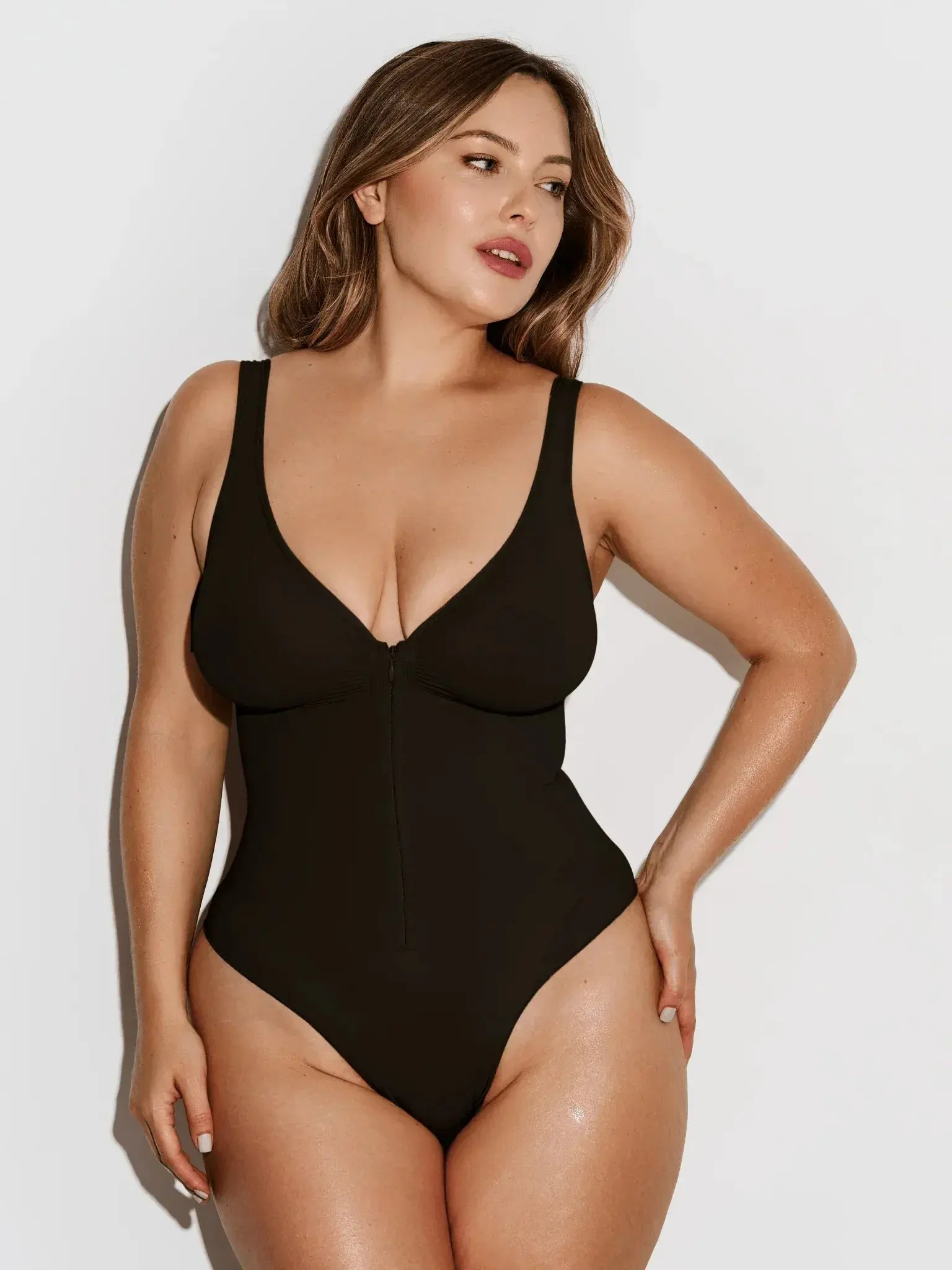 ZipSculpt Shaping Bodysuit - Obsidian Firm Compression Zip Front Shapewear