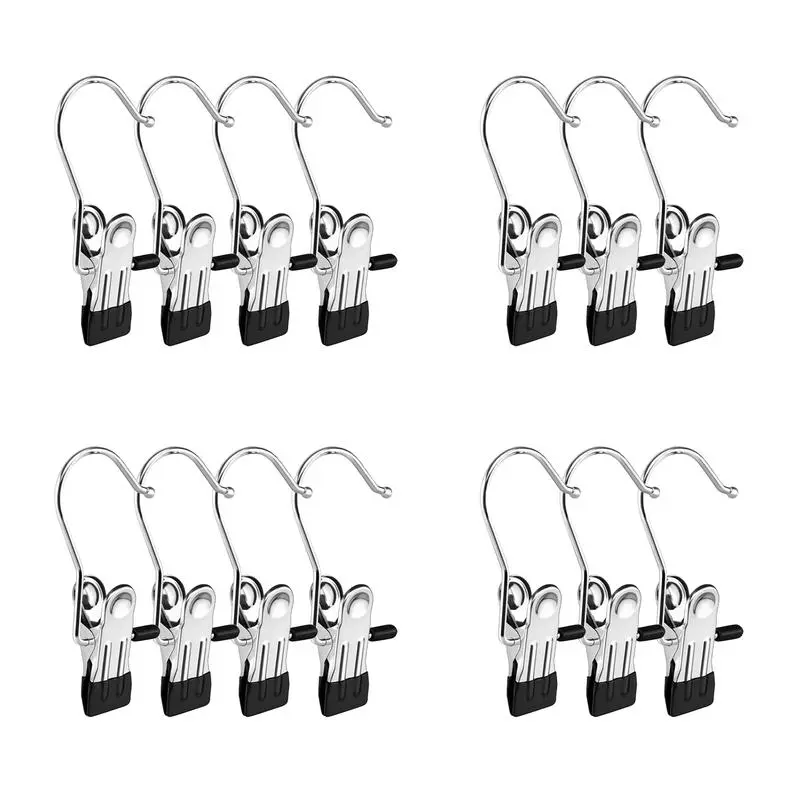16 Counts Boot Hangers for Closet, Premium Anti-Rust Metal Hanging Hook Clips, Clothespins Clip Hangers for Pants Hats Socks Gloves Towels,  Multi Function Clips for Home and Travel
