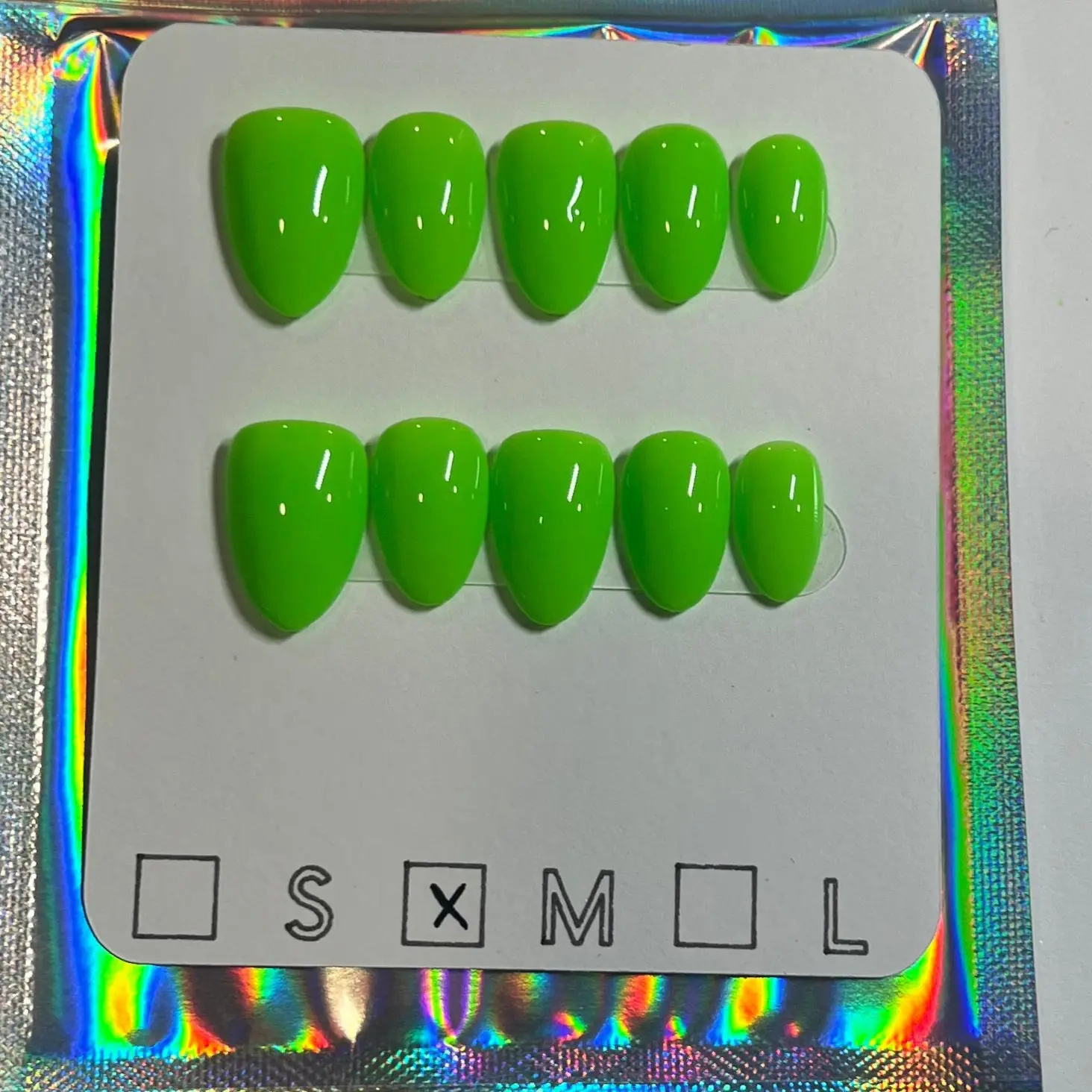 "Electric Lime" Neon Green Press-On Nails | Short Almond Size Medium