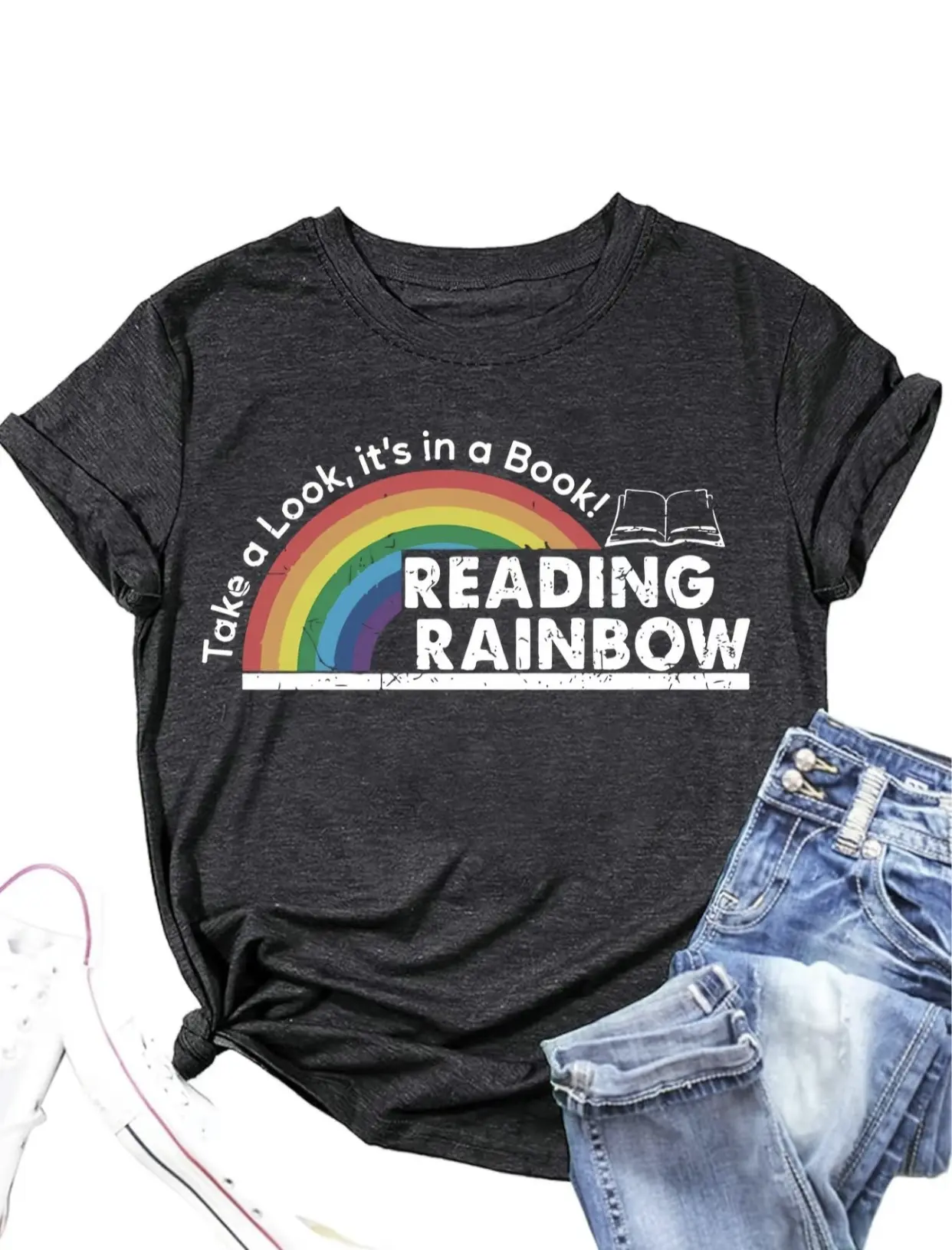 Reading Rainbow Shirt, Retro Librarian, Teacher Appreciation SweatShirt, Retro Comfort Rainbow School, Book Lover Gift