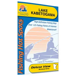 Kabetogama Lake Fishing Map - High-Definition Map with Over 125 Fishing Points of Interest, Waterproof, and Includes "Deluxe View" Feature
