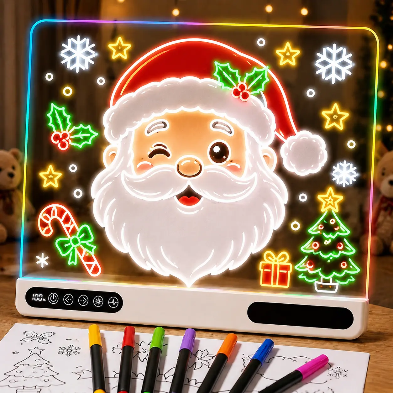 LED Light Up Drawing Board for Kids, Neon Glow Art Board with Markers, Reusable Acrylic Writing Tablet, Creative Drawing Toy Gift for Girls & Boys