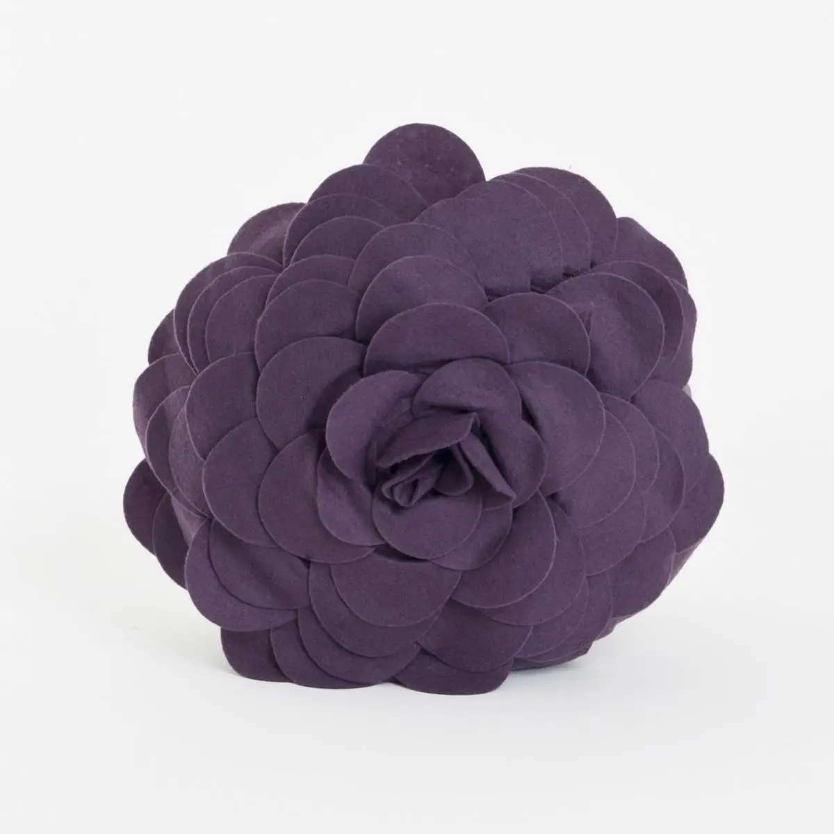 SARO FT095.V13R 13 in. Rose Round Circular Multicolor Flower Decorative Throw Pillow - Violet