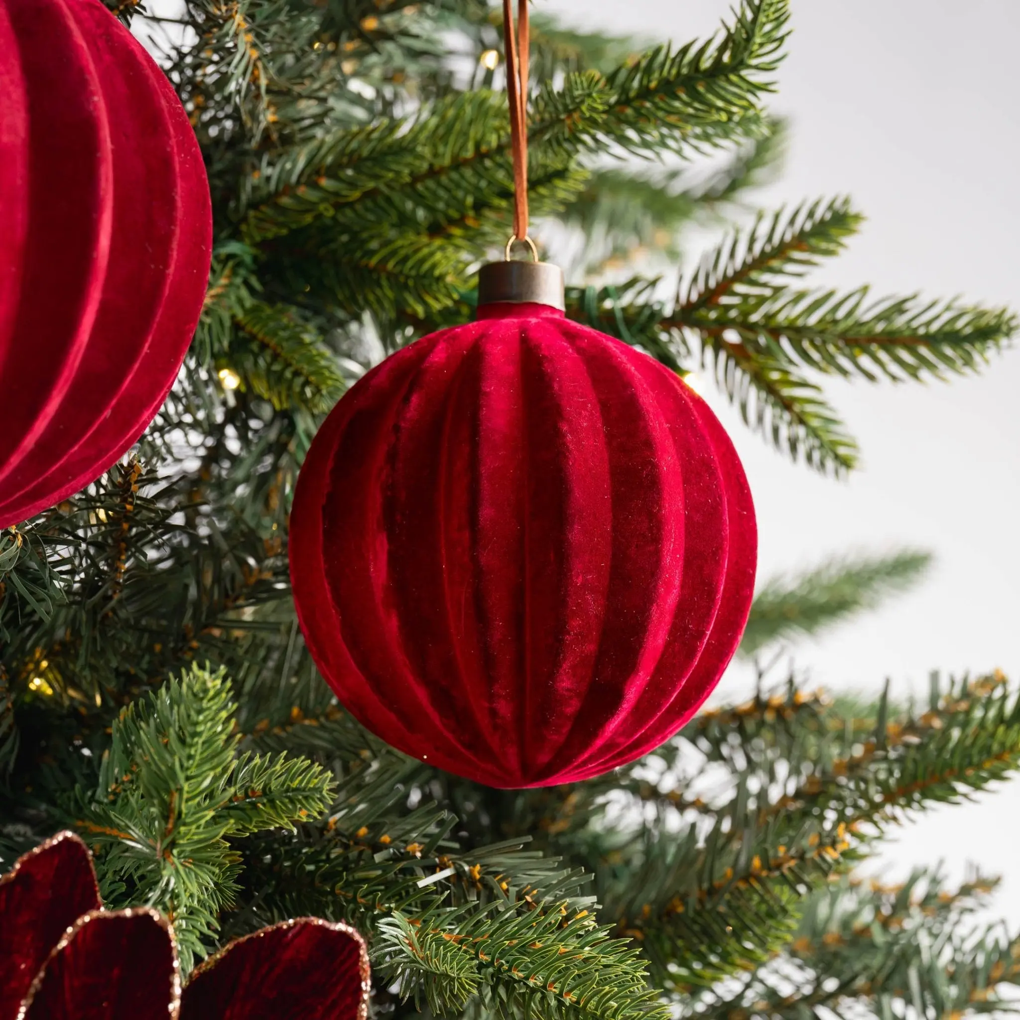 Burgundy Flocked Ball Ornament