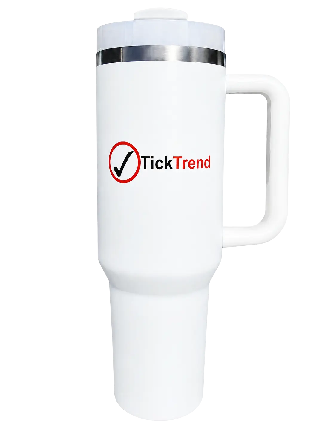 TickTrend Voyager 40 oz Insulated Stainless Steel Travel Mug with Handle and Straw Lid - White