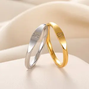 Fashionable and unique minimalist versatile 26 English letter rings for both men and women