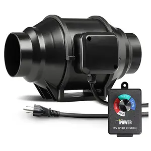 4 Inch Duct Inline Fan Upgrade HVAC Exhaust Blower with Variable Speed Controller for Grow Tent Ventilation