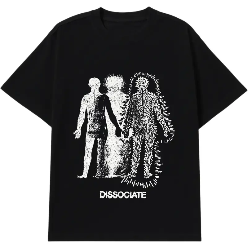 Women's Cotton Short Sleeve Round Neck Vintage Acid Wash Oversized Drop Shoulder Casual Streetwear Baggy Tee with Dissociate Abstract Graphics - Menswear Compatible, 100% Cotton Acid Wash Women's T-Shirts, Acid Wash Oversized Women's T-Shirts