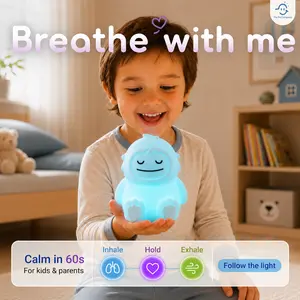 BREATHING PAL Mini Size -  Guided Breathing Light, 3.3in Portable Indoor Lighting, Anxiety Relief Tool, Mindfulness Aid with 3 Modes (4-7-8 Box Technique), Mini Gifts, Sensory Products, Relaxing Gifts for Adults, Calm Corner Sleep Accessory