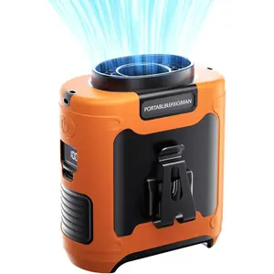 Portable  Fan, 10000mAh Rechargeable  Clip Fan, 16000RPM With Max 24H Working Time 5-speed adjustment with LED flashlight Portable Fan for Outdoor Jobsite and etc(Orange)