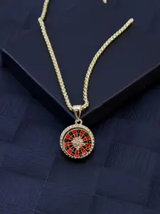 Roulette Pendant Necklace, Square Corn Design, 24-Inch Steel Chain, Unisex Party Jewelry, All Seasons Wear