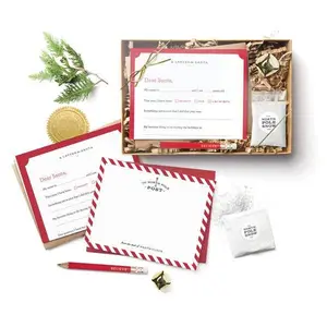 "To Santa With Love" 🎅 Santa Letter Kit - Holiday Set with 3 Letters, 3 Envelopes, 3 Postcards, Snow, Bell, Pencil, USA Made