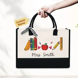 Personalized Teacher Tote Bag - Custom Teacher Christmas Gift, Tote Bag for School Teacher, Teacher Appreciation Gift MLN1394TTH