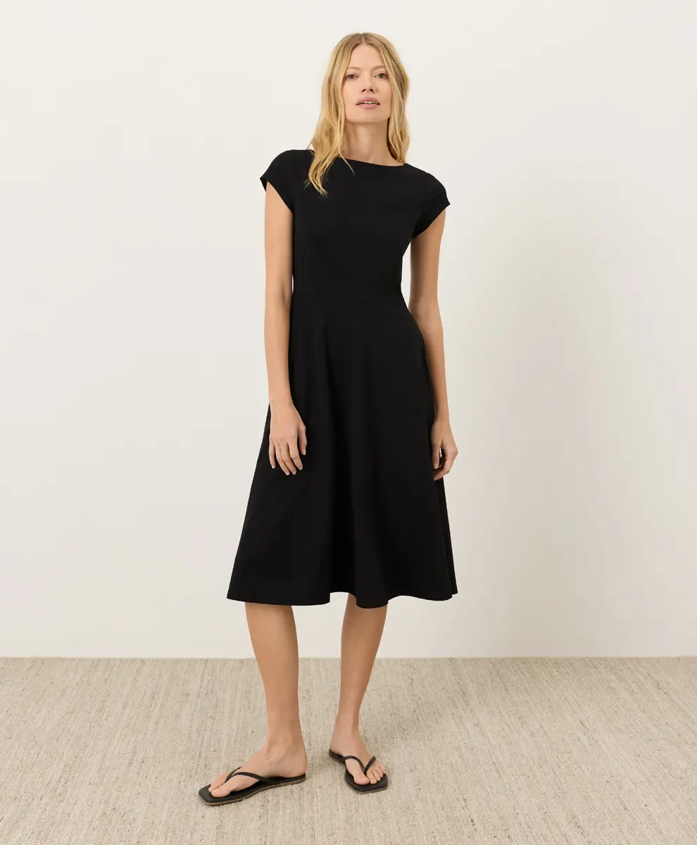 Women's Organic Fit & Flare Ballet Neck Dress