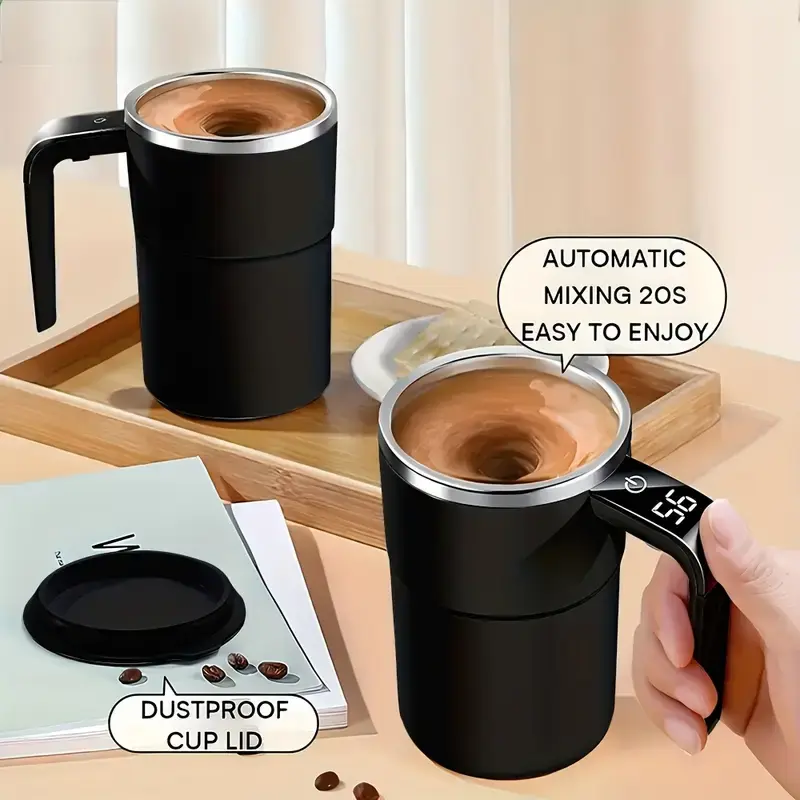 Rechargeable automatic stirring cup, multifunctional electric coffee mug, rotating magnetic stainless steel water bottle, milk cup, mug, Christmas gift, birthday gift, essential household coffee cup, coffee and beverage stirrer
