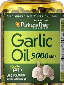 Puritan's Pride Premium Garlic Fresh 5000mg, Traditional Dietary Supplement for Heart Health and Circulation Support with Antioxidant Properties, 250 Rapid Release Softgels