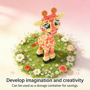 Giraffe 3D Puzzle Building Block Decoration, Bookshelf Home Office Cabinet Decor, Party Living Room TV Stand Display Gift