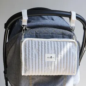 Fashionable Denim Pattern Diaper Bag, Stroller Hanging Bag, Baby Travel Essentials, Diaper Storage Bag, Newborn Travel Bag, Baby Bag for Outdoor Use, Multifunctional Diaper Bag