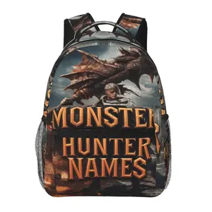 Monster Hunter school backpack — large-capacity casual daypack for outdoor sports and office; cartoon Monster Hunter merchandise laptop backpack and school bag for boys and girls, ideal as a gift