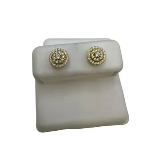 925 sterling silver 8mm studs screw back high quality Italian silver cubic zirconia stones  ((aretes pegados 8mm Alta calidad piedras finas zirconia plata Italiana