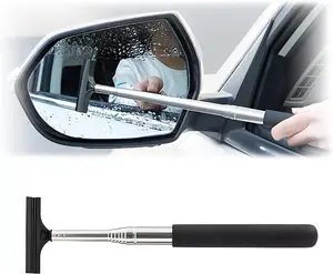 Car Rearview Mirror Wiper, Retractable Telescopic Auto Glass Squeegee for Cleaning Side Mirrors Windows and Windshield, Portable Car Cleaning Tool
