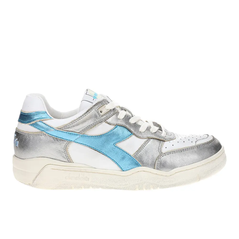diadora Womens B.560 Metallic Mix Lace Up Sneakers Shoes Casual - Silver, White