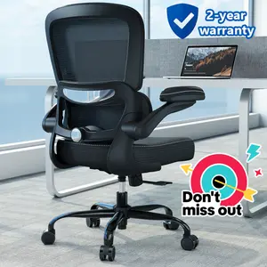 【DealsForYouDays】TRALT  Ergonomic Office Chair - Desk Chair with Adjustable Lumbar Support Computer Chair - Mesh Comfy Chair with Flip-up Armrests - Gaming Chairs for Adults Home Office (Leather, Black)