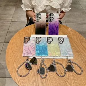 For S25Ultra/S24/S23 feather lens holder phone case electroplated lens frame makeup mirror ZLYM1