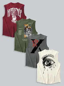 Men's Letter Print Graphic Round Neck Tank Top, Regular Fit Casual Sleeveless Crew Neck Vest for Summer, Men's Clothes for Daily Wear, Menswear