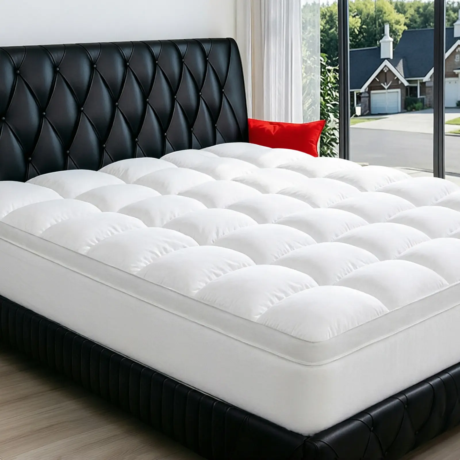 【COONP】Cotton Mattress Topper, Extra Thick Pillow Top Mattress Pad, Soft Bed Topper Protector for Back Pain, Cooling Breathable Mattress Cover for Hot Sleepers