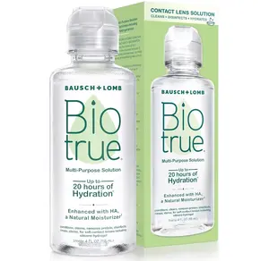 Biotrue Contact Solution, Multi-Purpose Lens Solution for Soft Lenses, Cleans, Disinfects, Removes Protein Build-Up, Dirt & Debris, Hydrates, Stores & Conditions Contacts, 4 Fl Oz (Pack of 1)