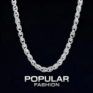 Must-have 925 Silver Plated 5mm Faucet Chain (50/60cm) Necklace for Man Woman Fashion Party Wedding Accessories Perfect Gifts for everyday wear