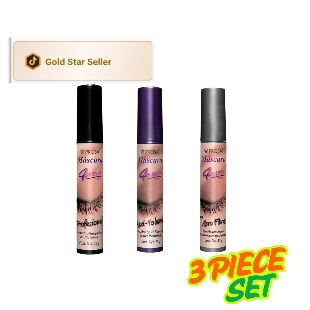 Prosa 4 in 1 Lash Set, 3-Piece Waterproof Multi-pack with Micro-Fibers for Maxi-Volume and Flawless Lashes, Waterproof Mascara, Voluminous Mascara, Cosmetic, Makeup Products, Sets, Mascara Volume And Length